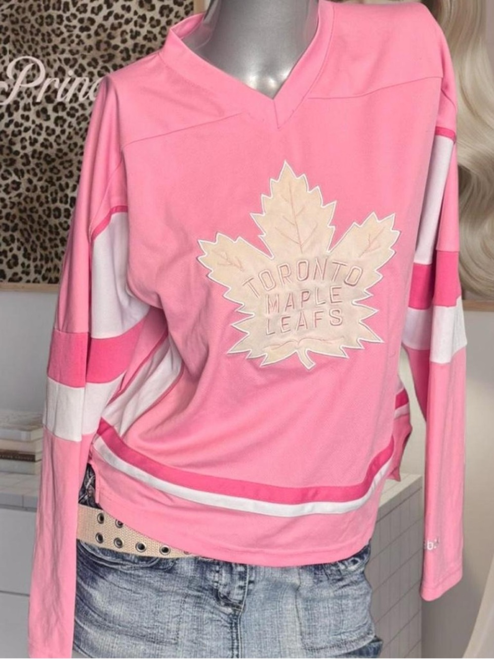 NHL Toronto Maple Leafs Reebok Pink Hockey Jersey